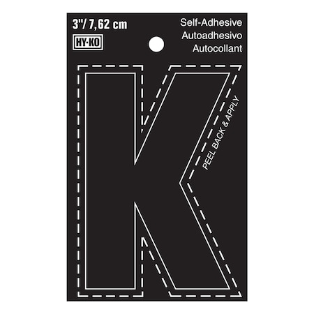 Hy-Ko 3In Black Vinyl Letter K, 10PK A30421